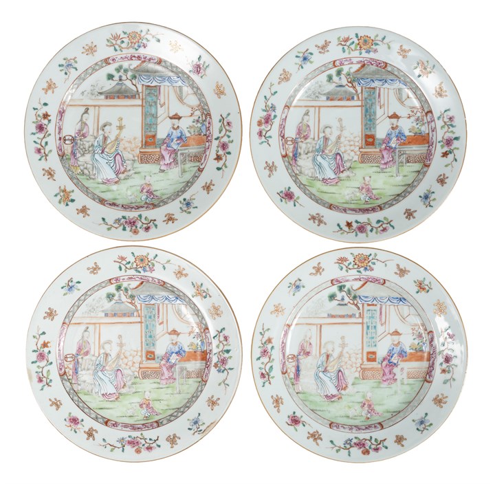 4 Famille Rose tallerkner