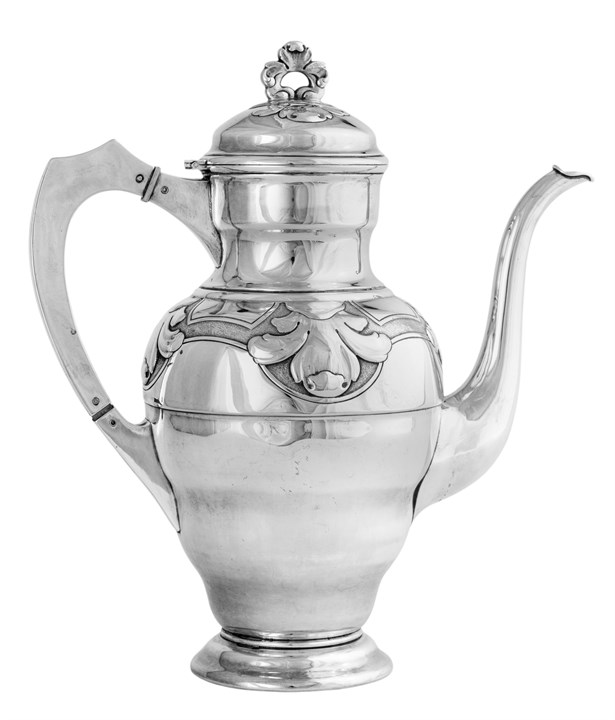 Kaffekanne i sølv Jugend