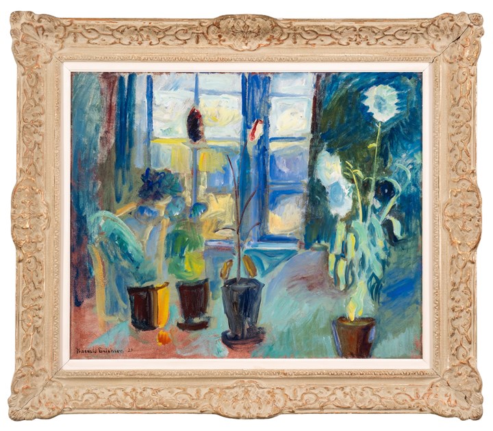 Interiør med blomster, 1928