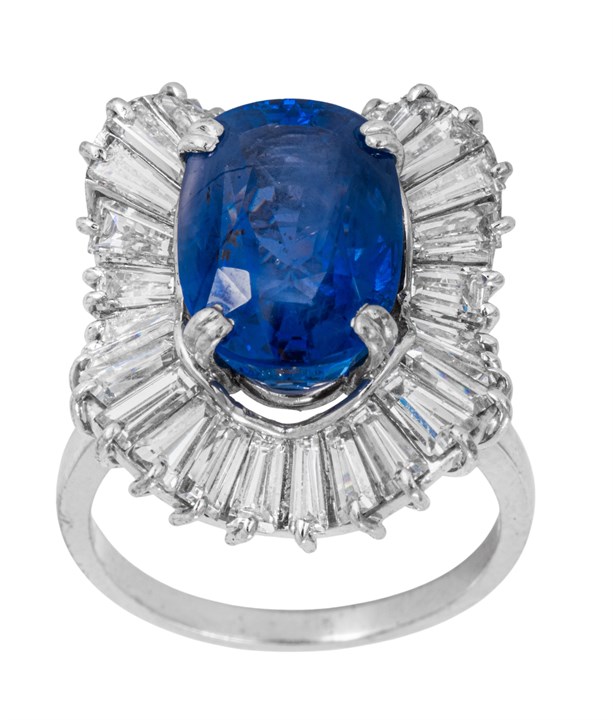 Cocktailring  med safir og diamanter