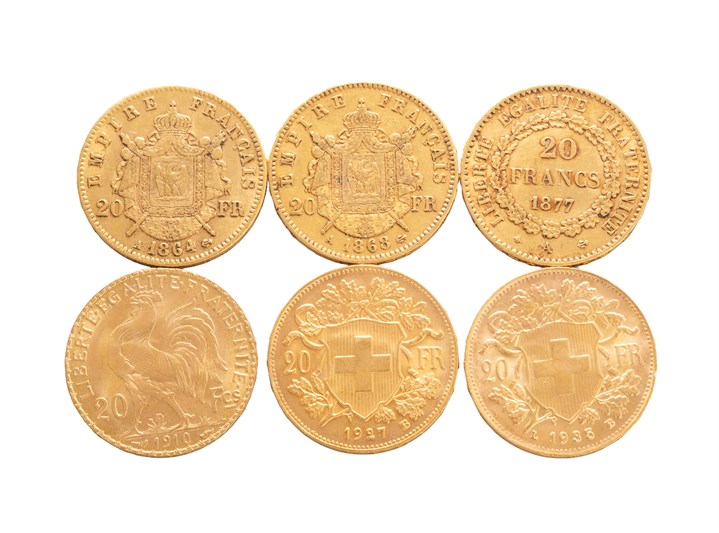 Samling gullmynter - 20 franc