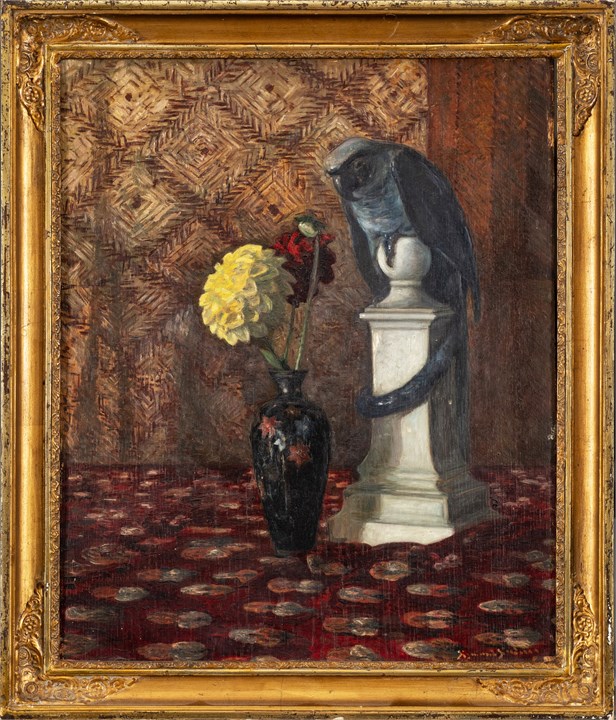 Stilleben med papegøye