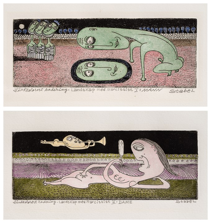 "Landskap med narcissist I Mann og II Dame"