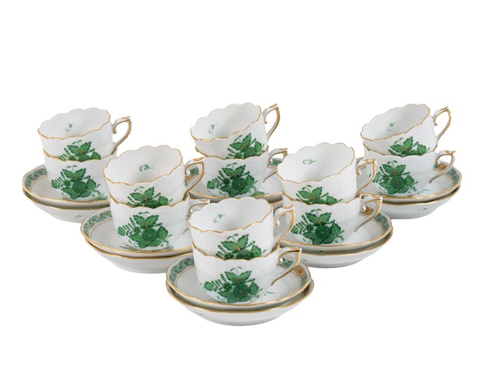 Kaffekopper med underskåler - Apponyi Green