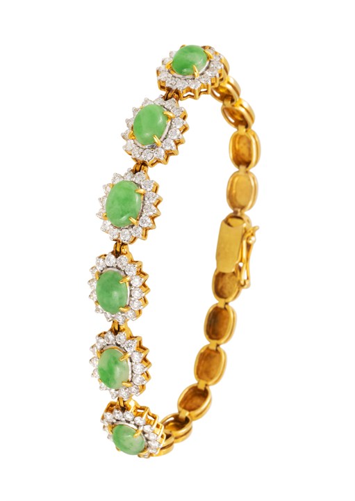 Gullarmbånd med Jade og diamanter