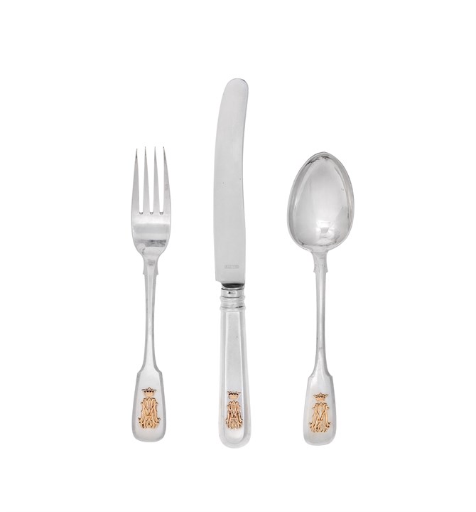 Bestikk med russisk adelsvåpen i gull