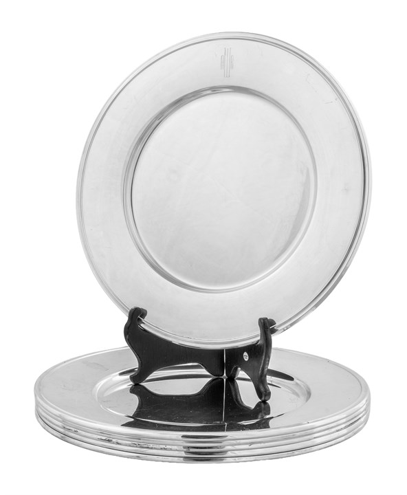 6 stk dekketallerkener i sølv