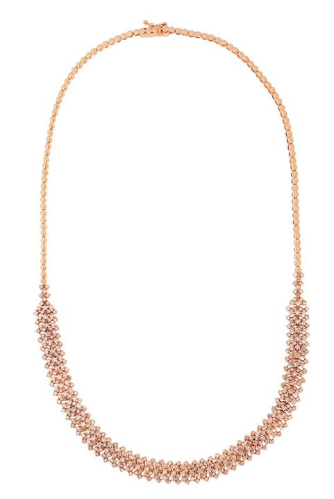 Collier i rosa gull med rosa brillianter