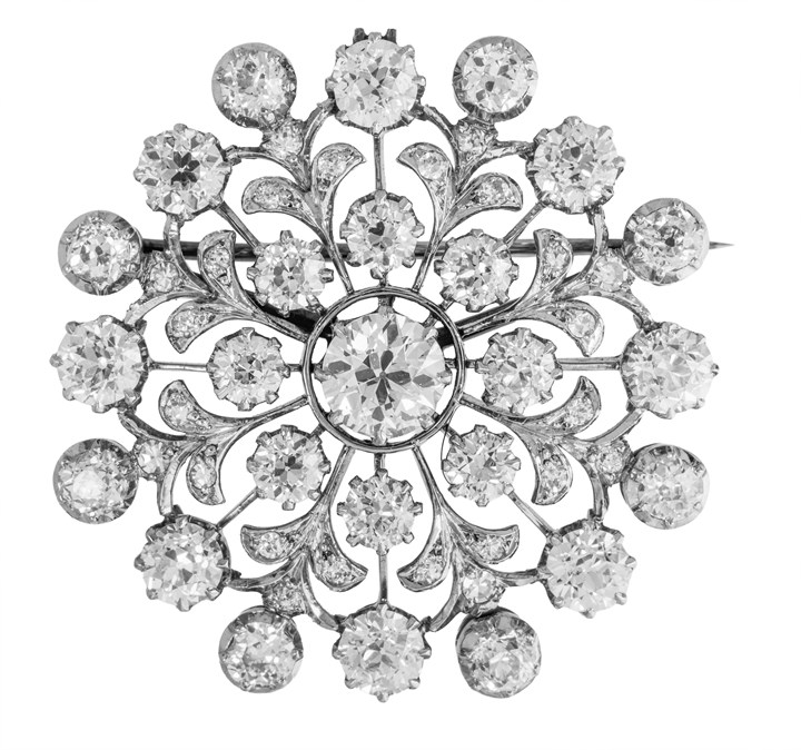Brosje i platina med diamanter