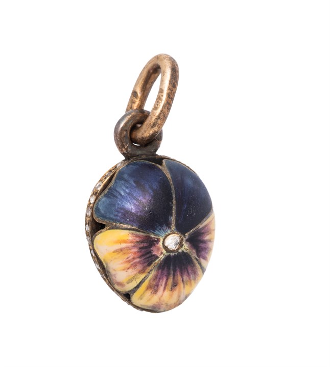 Miniatyr Egg i gull med emalje 