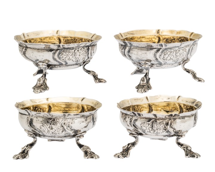 Sett på 4 Rokokko saltkar