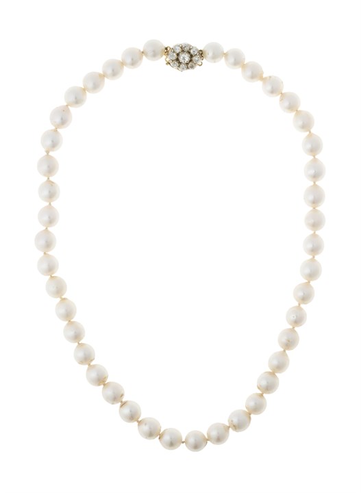 Perlecollier med diamantlås