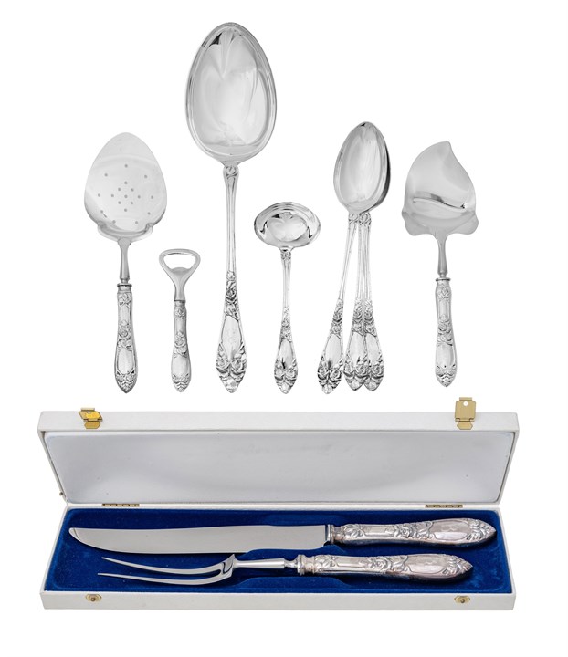 Anretnings- og serveringsbestikk - "OPPHØIET ROSE"