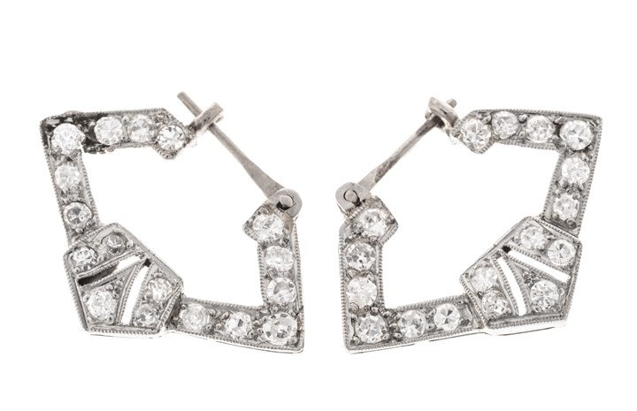 Ørepynt i platina med diamanter