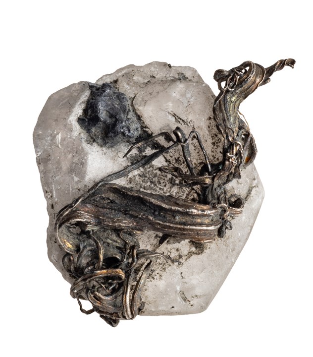 1 sølvstuff på kalsitt og 1 trådsølv