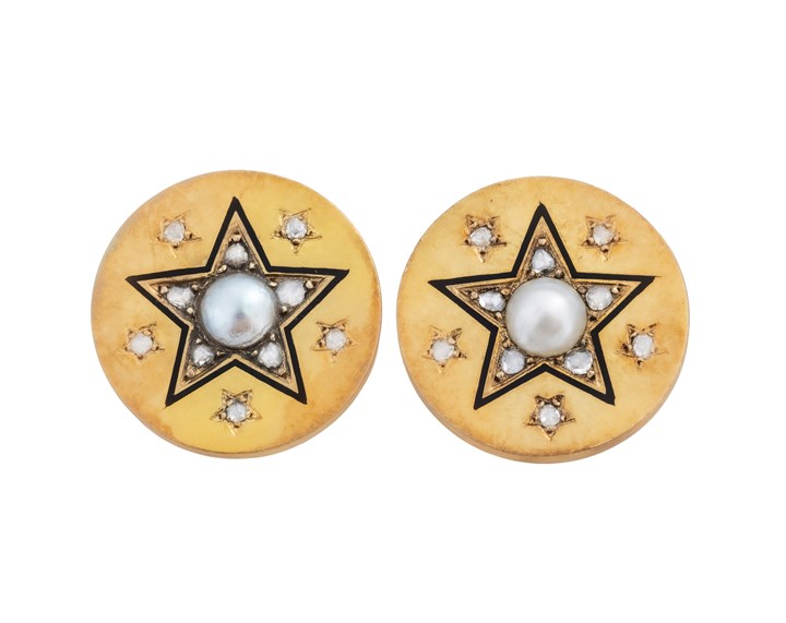 Gullknapper med diamanter og perler