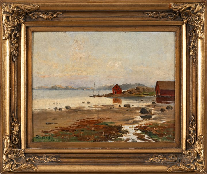Kystlandskap med hus, 1889