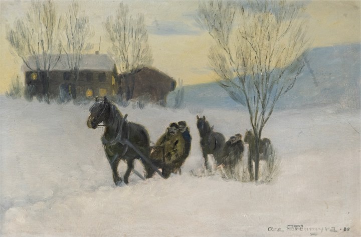 Sledetur i snø, 1908