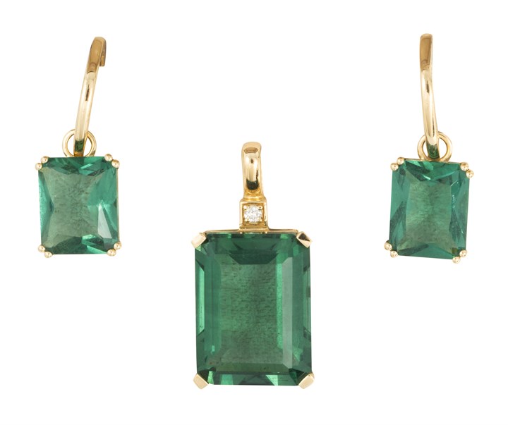 Grønn turmalin/syntetisk spinel sett