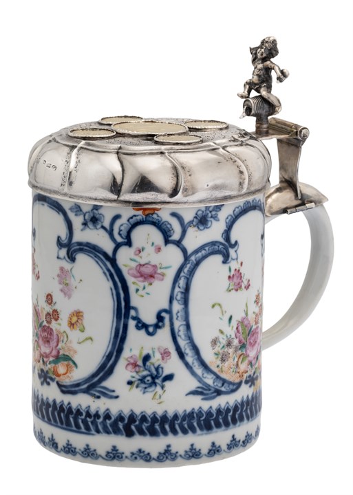 Stor velkomst drikkekanne med sølv lokk