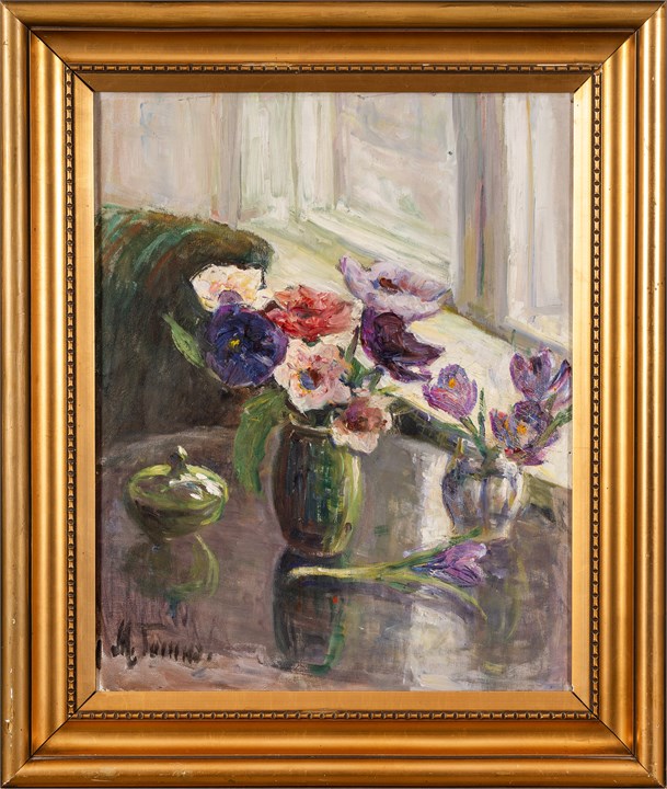 "Stilleben med anemoner og krokus"