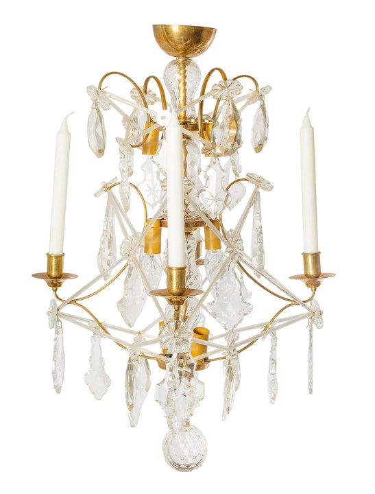 Prismelysekrone for elektrisk og levende lys