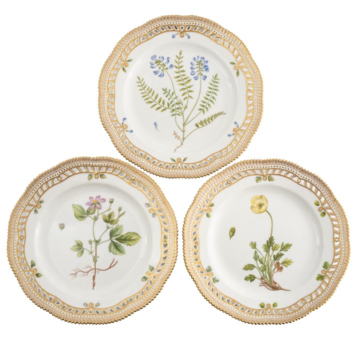 Flora Danica - Tre tallerkner 