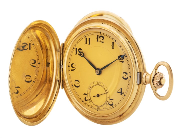 Dobbelkapslet lommeur i gull