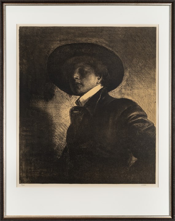 "Selvportrett med hatt" ca 1980