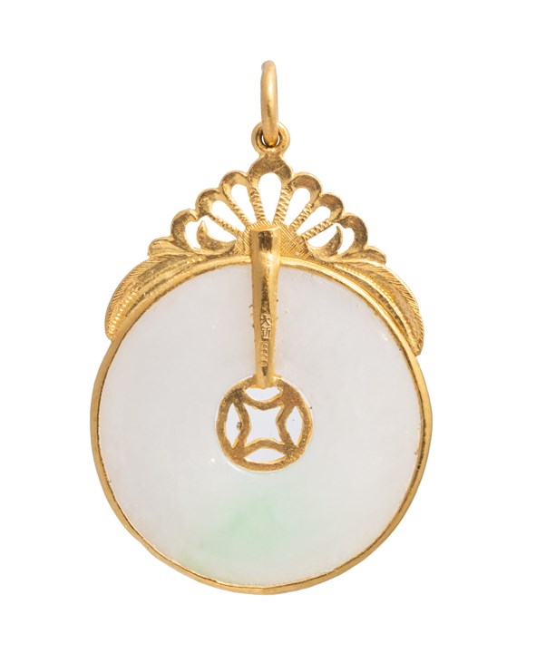 Anheng madaljong med jade i gull