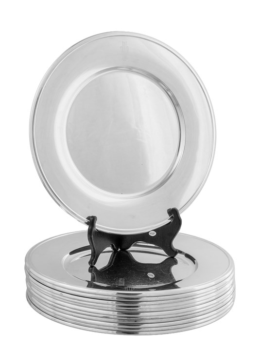 12 stk dekketallerkner i sølv