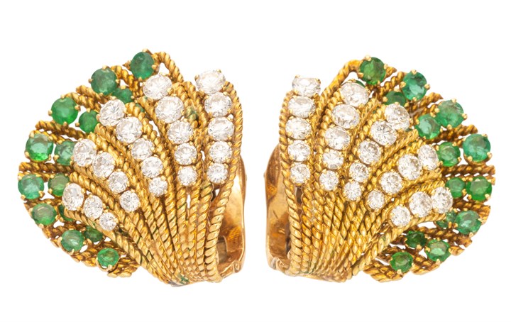 Smaragd og Diamant ørepynt