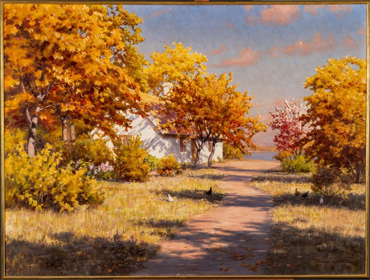 Sommerlandskap med høns, 1916